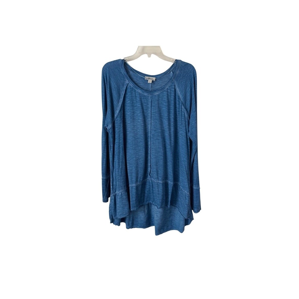 Style & Co. Blue Raglan Long Sleeve High Low Tunic Top Flowy Relaxed Cotton XL